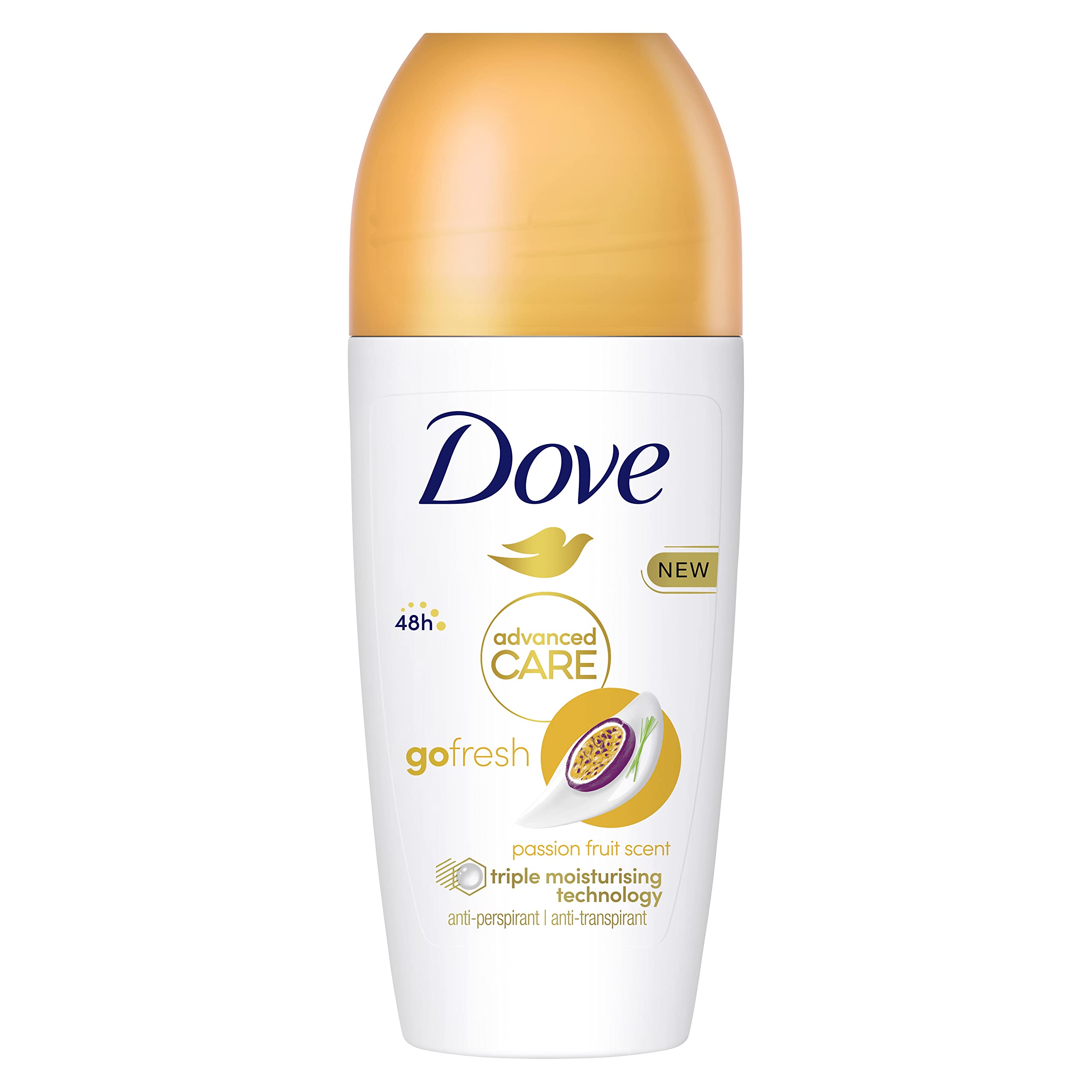 DoveAdvanced Care Go Fresh Passion Fruit Scent Anti-Perspirant Roll On Women's Deodorant with Triple Moisturising technology for 72 hours of protection 50 ml