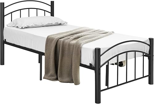 Miniatura 9 de Giantex Marco de cama de metal cama de plataforma moderna con cabecero y reposapiés base de colchón de soporte de listones de acero resistente sin