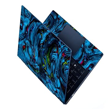 FineArts Full Panel Laptop Skins Upto 15.6 inch - No Residue, Bubble Free - Removable HD Quality Printed Vinyl/Sticker/Cover Compatible For Dell-Lenovo-Acer-HP - Abstract Blue Design, Multicolour