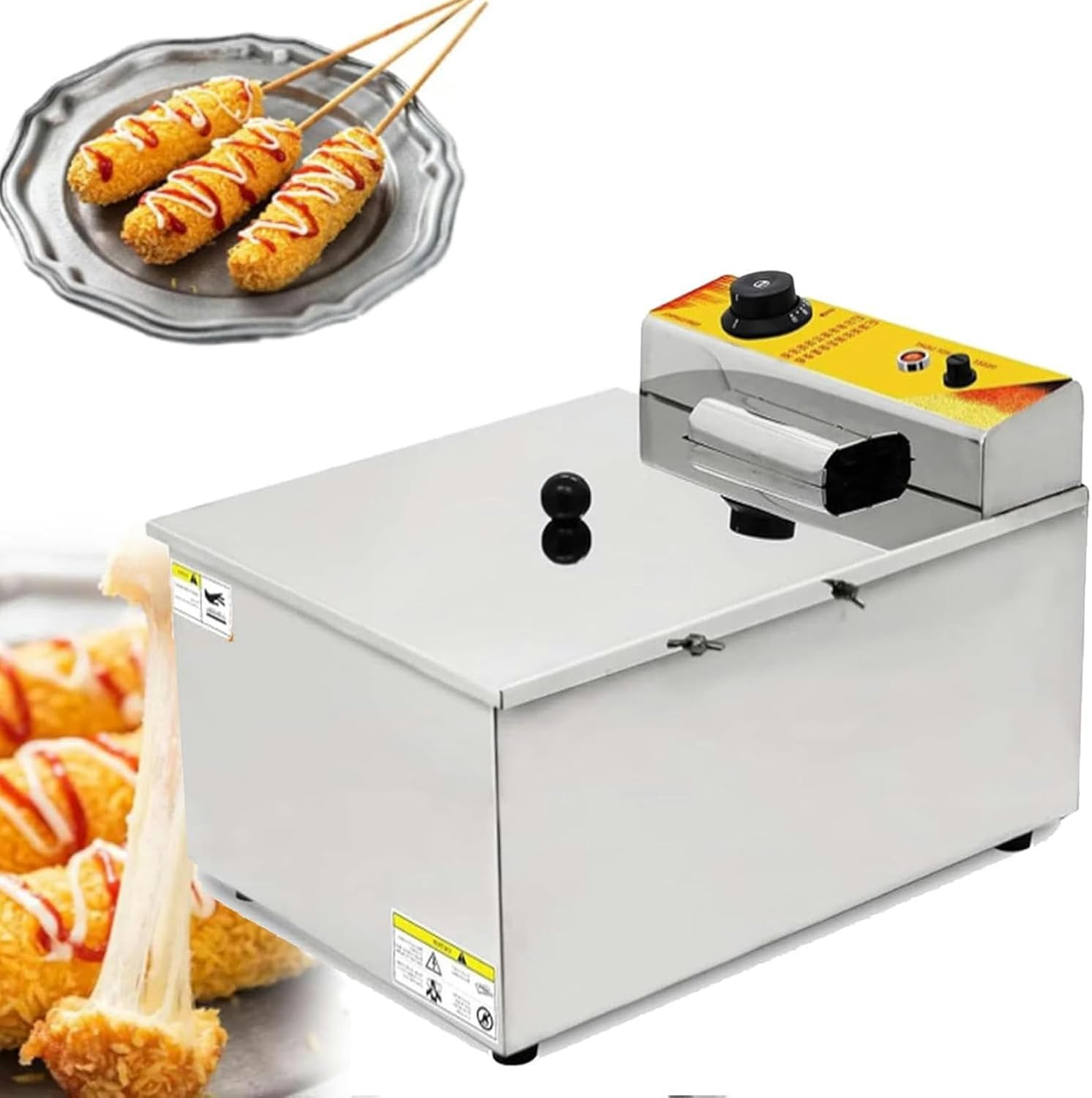 Commercial Electric Fryer for Hot Dogs and Cheese, 2500W Electric Fryer, Suitable for Restaurants, Stores and Homes ~/