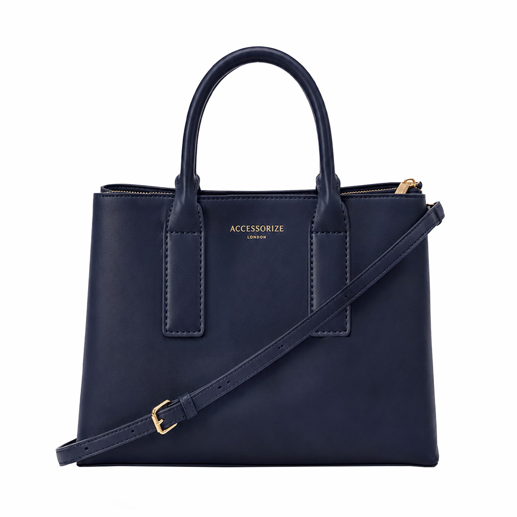 London Women's Blue Rift Satchel Bag | Multi Compartment Office Handbag for Ladies | Structured Work Tote with Crossbody Strap and Zip Divider-image-8