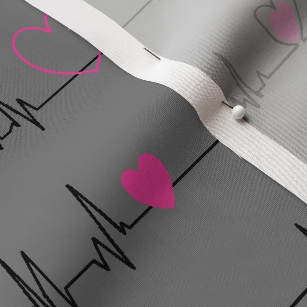 Spoonflower Fabric - Grey Heart Cardiac Printed on Cotton Poplin Fabric by The Yard - Sewing Shirting Quilting Dresses Apparel Crafts