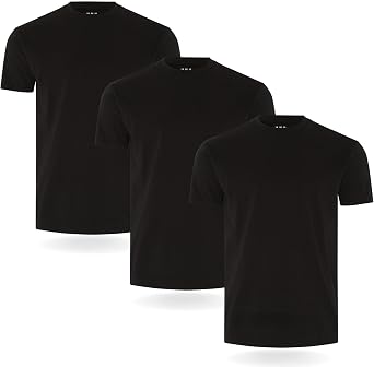 FM London Pack of 3/5 Cotton Rich T-Shirts for Men, Slim Fit