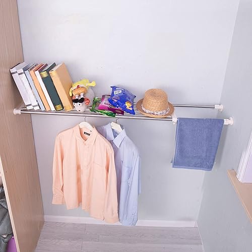 Miniatura 9 de Hershii Estante de tensión extensible para armario, estante de almacenamiento ajustable, resistente organizador de bricolaje divisor para armario,