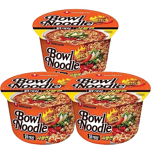 Nongshim Spicy Chicken Bowl Noodle Soup Ramen Bowl 100g (Pack of 3)