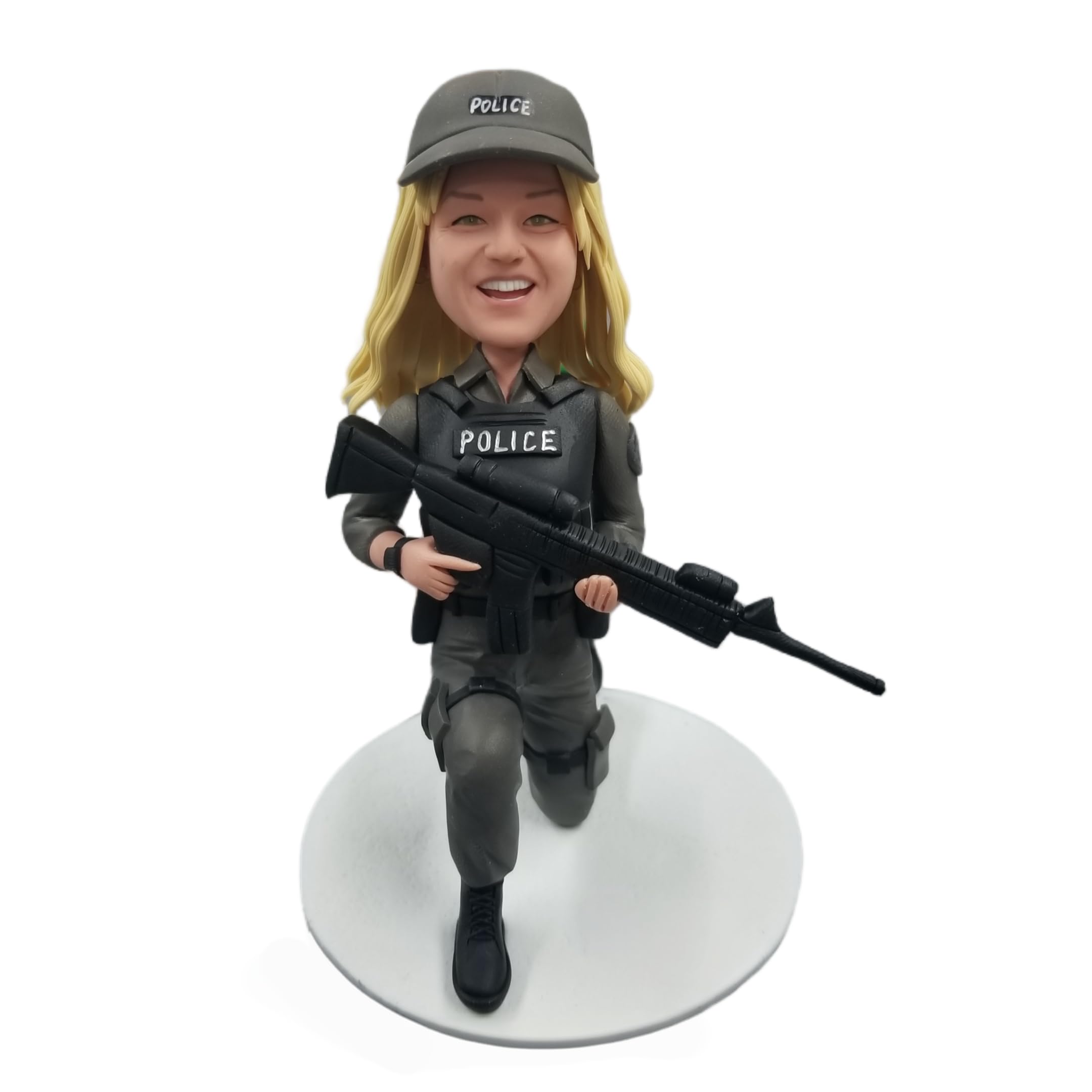 Figura 3D personalizada Bobblehead de foto Bobbleheads Oficial de policía en uniforme táctico Swat personalizado escultura hecha a mano regalos para oficiales de la ley exhibición de escritorio
