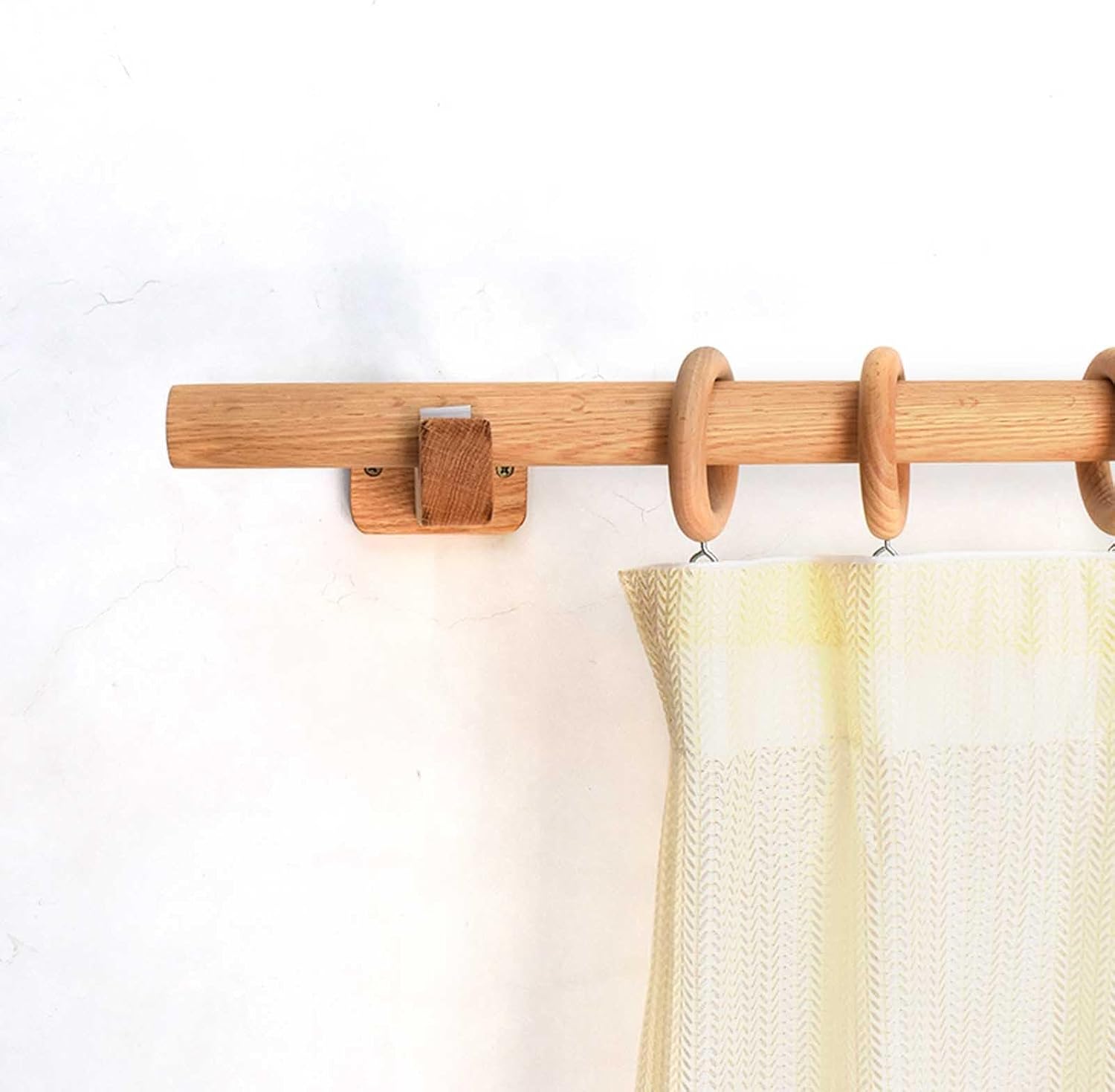 Drape Rod Bracket ， Curtain Rod Base，B&B Inn Solid Wood Curtain Rod Bedroom Bay Window Wooden Punched Type(100 cm (39.3 in))