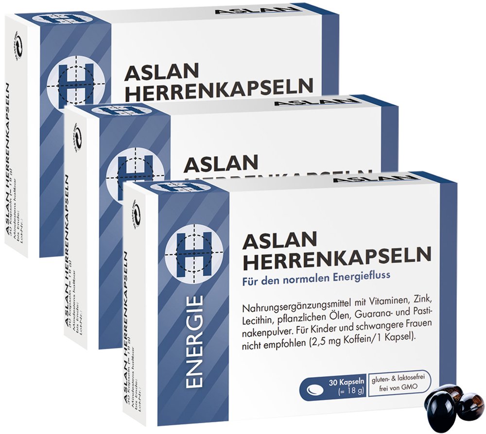 ASLAN Herrenkapseln 3-Monatspackung – Männer-Komplex mit Zink, Biotin, Kürbiskernöl und Guarana
