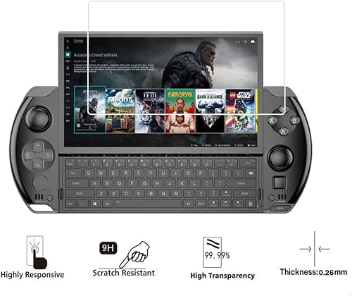 Miniatura 4 de Walieoka - Protector de pantalla compatible con GPD Win 4,2.5D 9H de dureza de vidrio templado, resistente a los arañazos, antihuellas, transparente