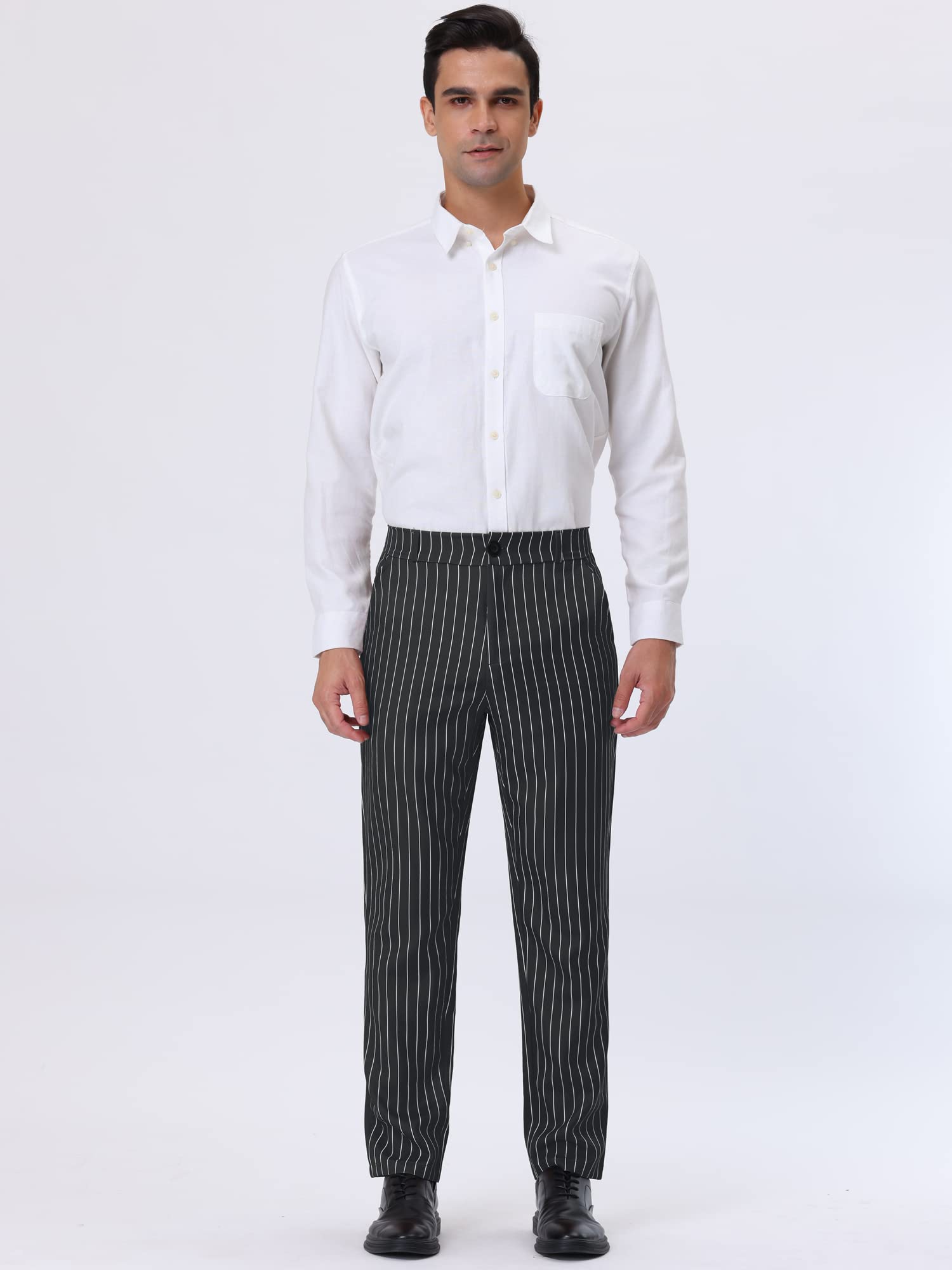 Lars Amadeus Pantalones de vestir a rayas para hombre, ajuste recto, bloque de color, pantalones de traje de trabajo para oficina