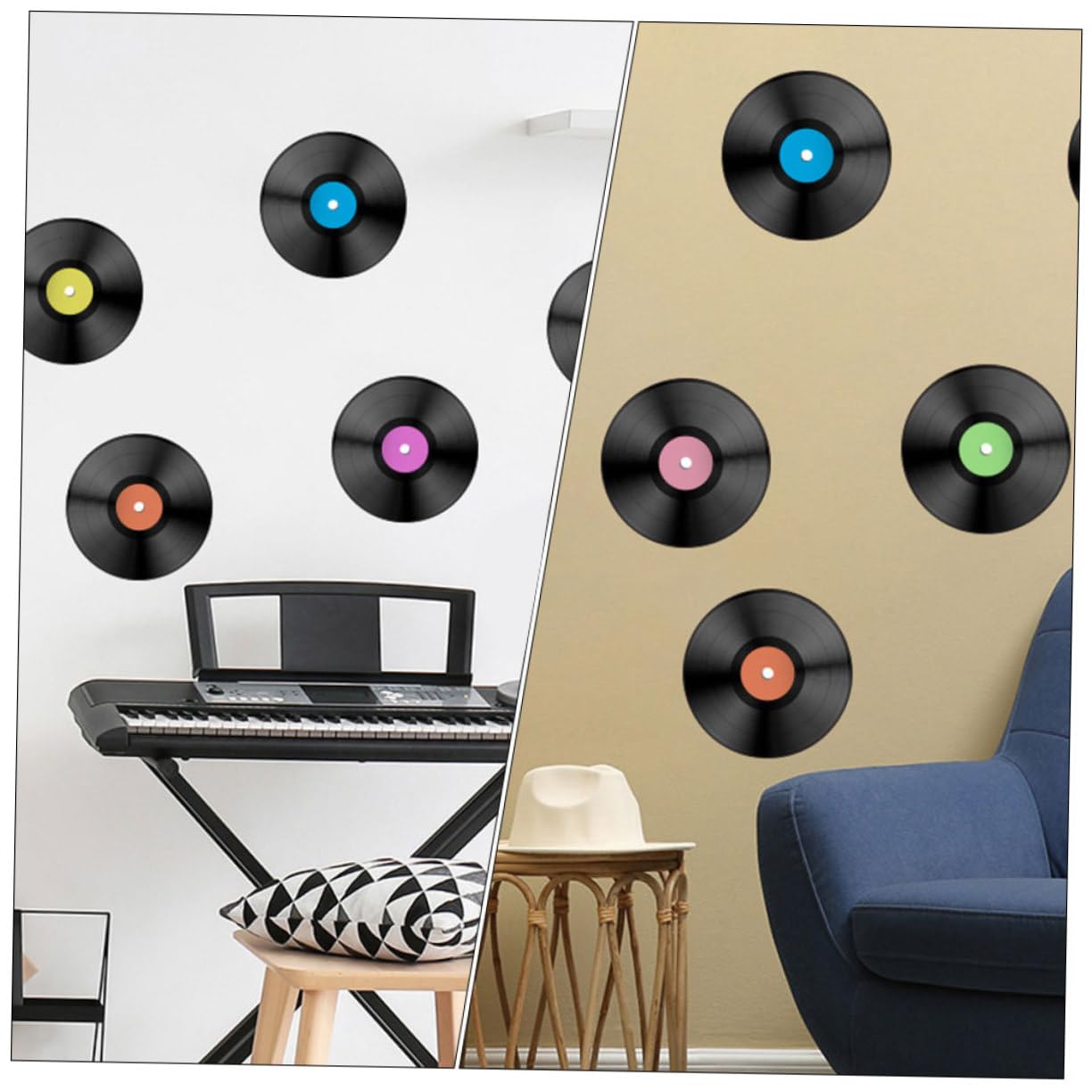Tofficu 3 Set Adesivo Da Parete Per in Vinile Musica Adesivi Festa Anni '80 Documentazione Coperture Gioia Decorazione Della Parete Cd Decorazione Di Da Parete Estetico Pvc