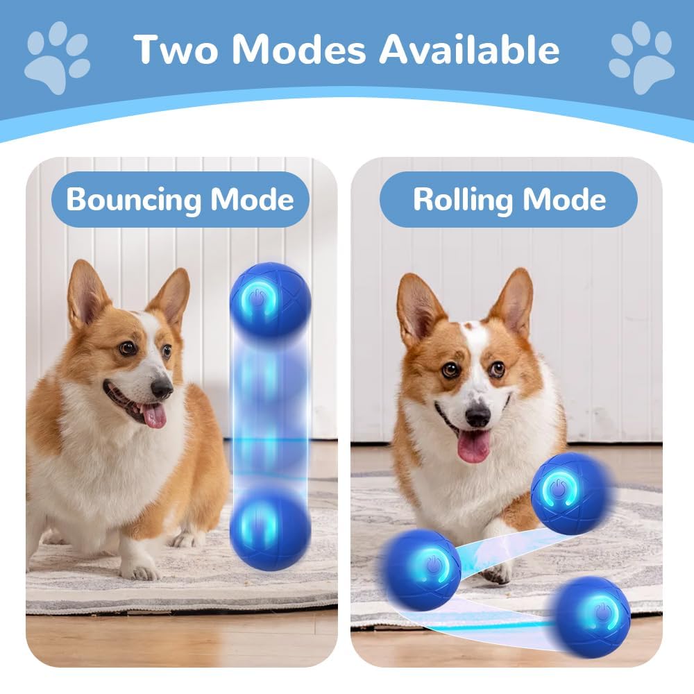FWZWOZO Interactive Dog Toys, 2026 New Moving Bouncing and Rotating Balls, Durable Automatic Rolling Ball for Indoor Play, Dog Ball Shaky Balls Toy for Dogs (Blue+Orange) - image 6