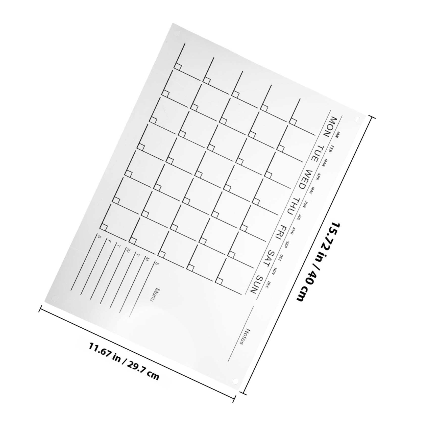 Abwischbarer Acryl Wandkalender Transparentes Wochenplaner Board aus Hochwertigem Acrylglas mit Werbenägeln und Whiteboard Stift Langlebig Sicher für Haus und Büro