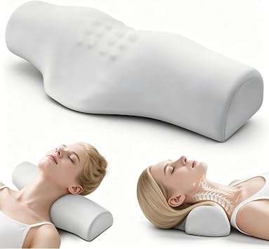 Cervical Neck Roll Pillow for Neck Pain Relief, High-Density Memory Foam Sleeping Decompression Support, Shoulder Relaxer & Neck Bolster Adult Size