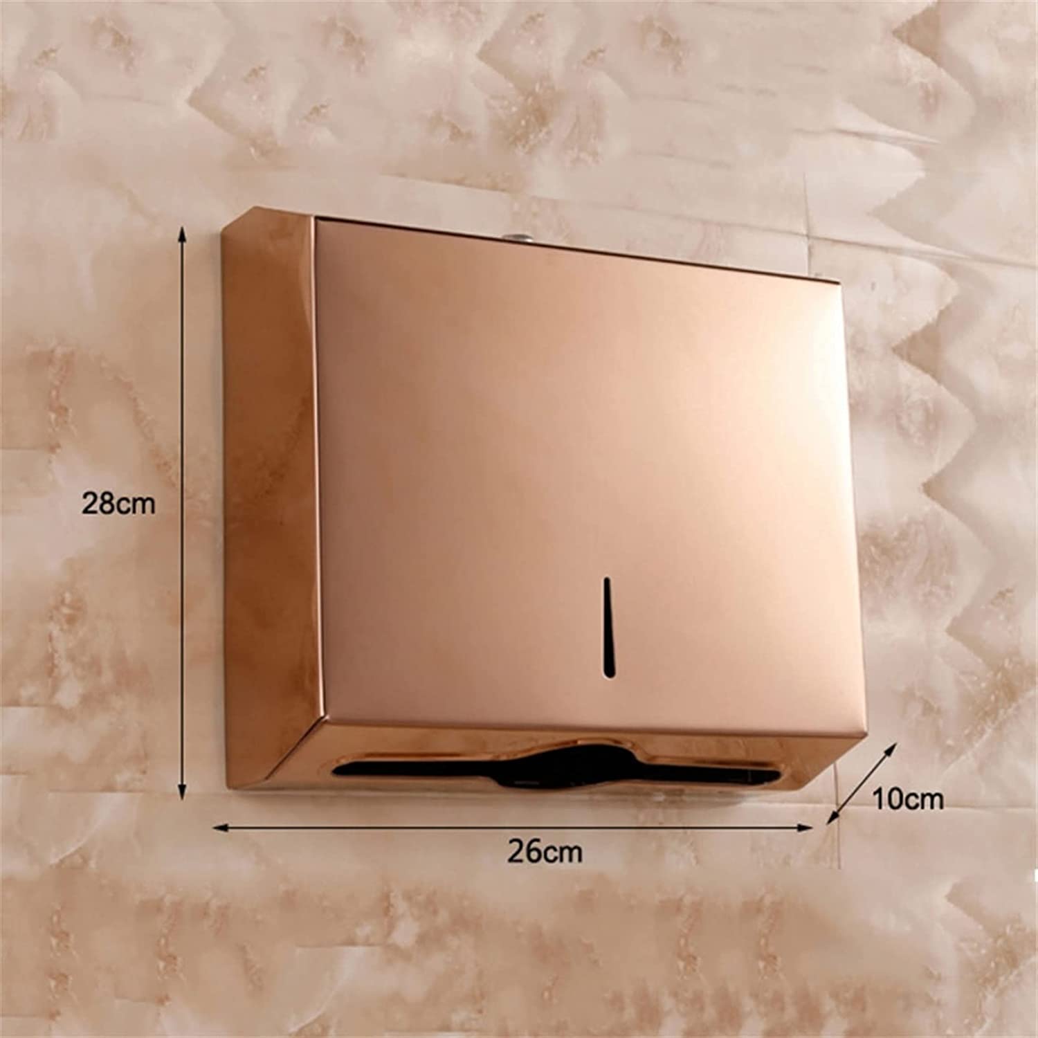 BKEKM Dispenser Salviette Dispenser di Asciugamani di Carta a Parete Dispenser di Asciugamani in Acciaio Inossidabile Oro Rosa con Porta Asciugamani di Carta con Serratura per Hotel di casa Moda