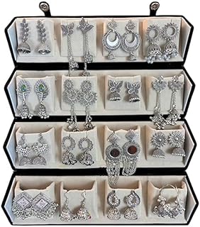 Oxidised Silver Jhumki Earrings Gift Hamper | Set of 16 Traditional Jhumkas with Folder-Style Jewellery Organizer | Ethnic... Price In India