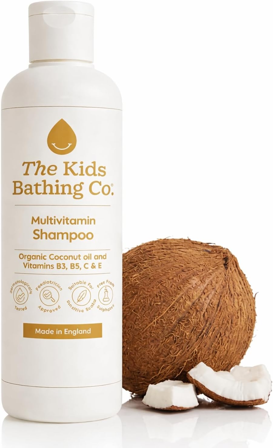Multivitamin Shampoo with Vitamins B3, B5, C & E and Organic Coconut Oil - 250ml - Gentle Kids Shampoo for All Hair Types - Nourishing Children's Shampoo for Sensitive Scalps
