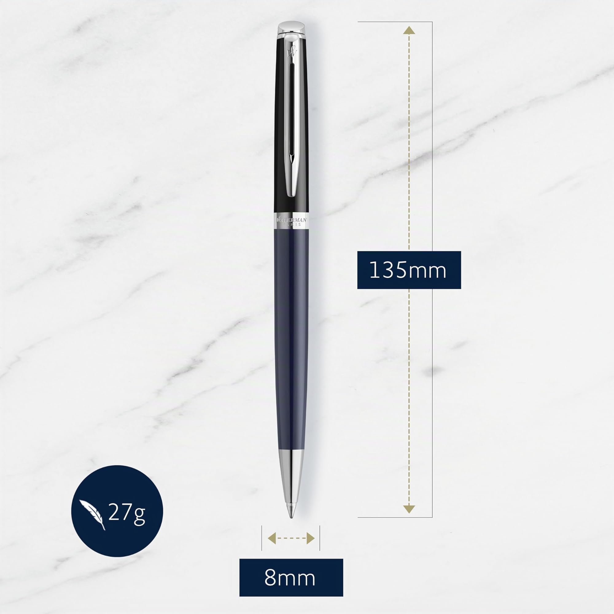 Waterman Hémisphère Stylo bille | laque noire et bleue avec finition palladium | pointe moyenne | Encre bleue | Coffret cadeau