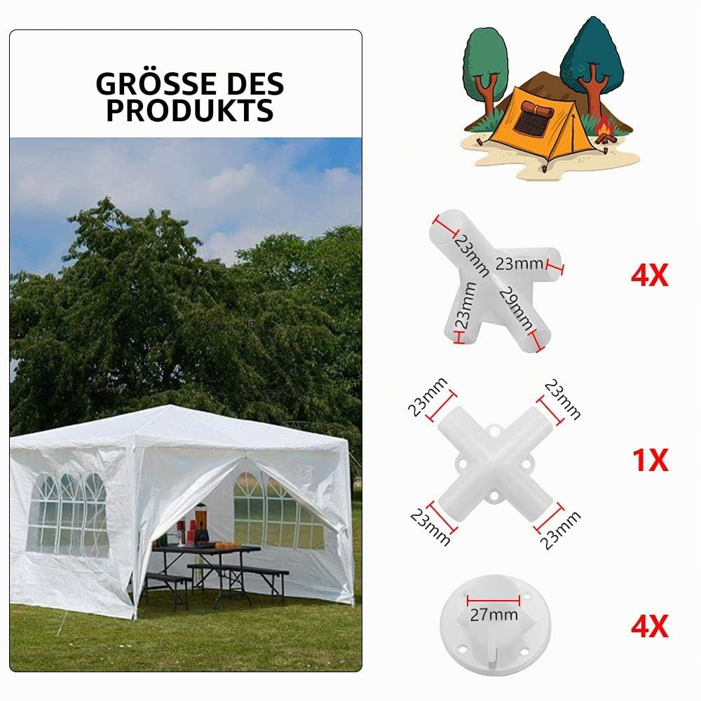 stabile zelte ersatzteile KBNIAN 9 Stück Pavillon Kunststoff Eckverbinder Ersatzteile für 3x3m, 4 Markisenzelt Füße + 4 Zelt Eckverbinder + 14-Fach Center Stecker(Weiß) vibrating Style:Footprint for Cloudup3 Venzo Cycling Shoes