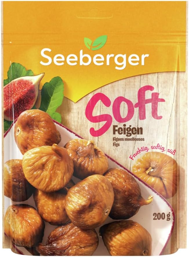 Seeberger Soft Figs, Sun-Ripened and Naturally Sweet Dried Mountain Figs, 200g Pouch