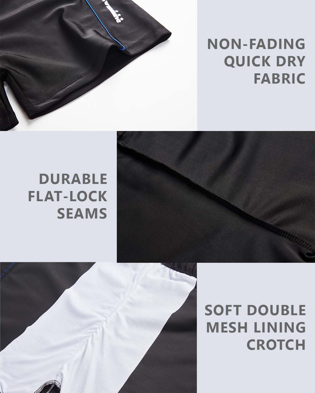 KANAV 4 Pack Men's Athletic Swim Jammers Quick Dry Square Leg Swim Briefs Competitive Swimsuit