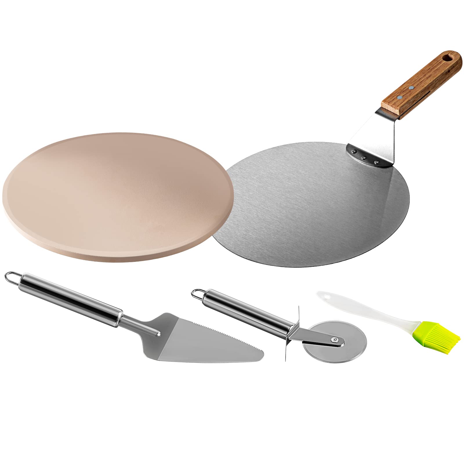 VEVOR Four à Pizza de Jardin 3 Pièces Acier Inoxydable 48 x 35 x 17 cm Gaz Pierre à Pizza en Cordiérite