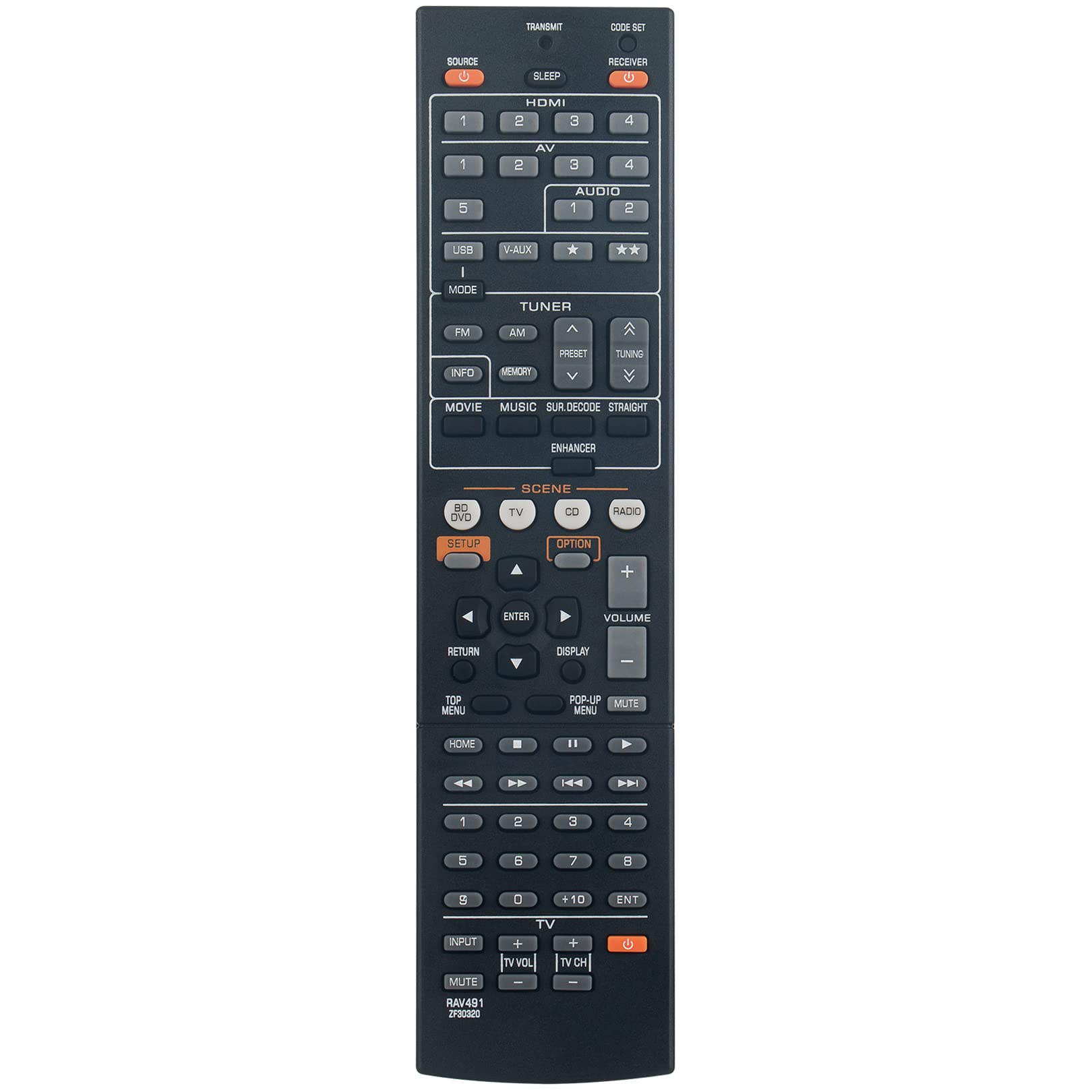 Telecomando Sostitutivo ALLIMITY RAV491 Per Yamaha AV Receiver: Compatibile Con RAV248, HTR-4066, RX-V475, RX-V575 E Altri