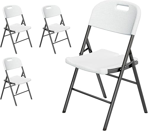 Miniatura 19 de Paquete de 10 sillas plegables negras, sillas plegables de plástico para interiores y exteriores, capacidad de 159 kg, silla plegable portátil para