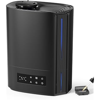 AROEVE 6L Humidifier Bedroom 60h Quiet Room Humidifier 25dB Intelligent Humidity Control Aroma Diffuser Ultrasonic Top-Fill Humidifier for Baby Nursery Plants