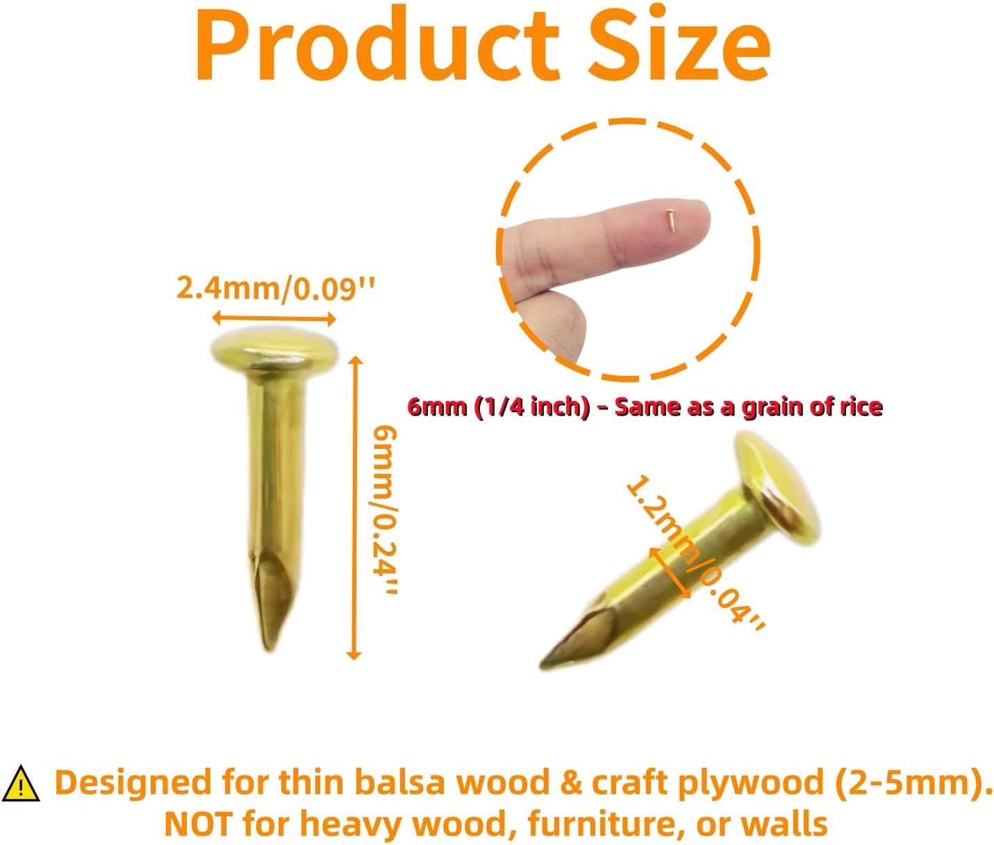 200Pcs 6mm Gold Brads Small Nails for String Art Wood