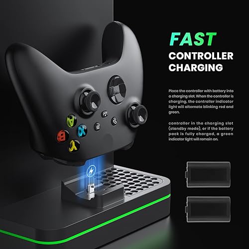 Miniatura 6 de Charging Stand with Cooling Fan, CODOGOY Vertical Stand Compatible with Xbox Series XS Console&Controller, Dual Controller Charger Station Dock with
