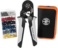 Klein Tools 34060 Ratcheting Square Ferrule Crimping Tool Set: 1200 Terminals 10-22 AWG, Pliers & Case