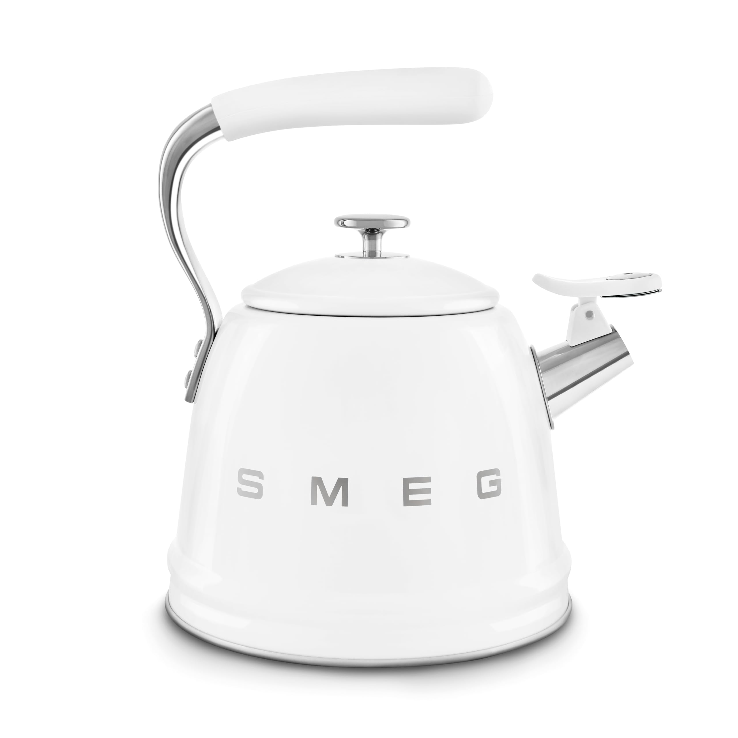 Smeg WKF01WH Whistling Kettle for Hobs, Stainless Steel, 2.3 liters, White