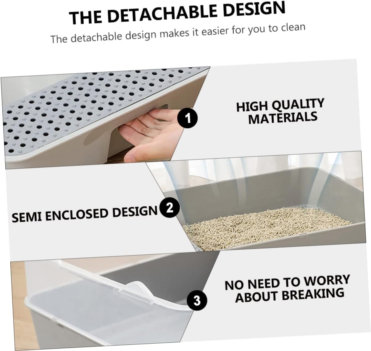 BESPORTBLE Semi Enclosed Cat Litter Box Removable Splash Guard Kitten Litter Pan for Easy Cleaning and Spacious Design for Comfortable Use