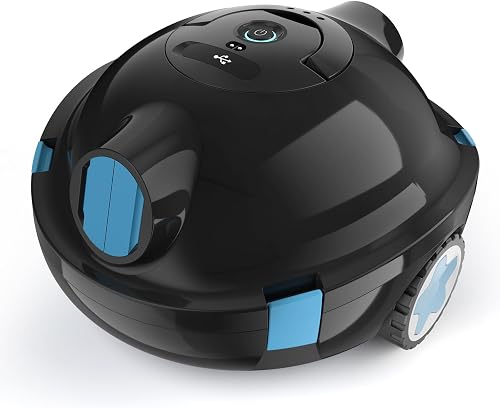 Y10 Robotic Pool Cleaner,Cordless Pool Vacuum with 150 Mins Runtime,High Efficiency Dual Suction Power,Self-Parking&Smart Navigation for Above-Ground & Flat Inground Pools up to 1300 sq.ft (Black) - 50% off