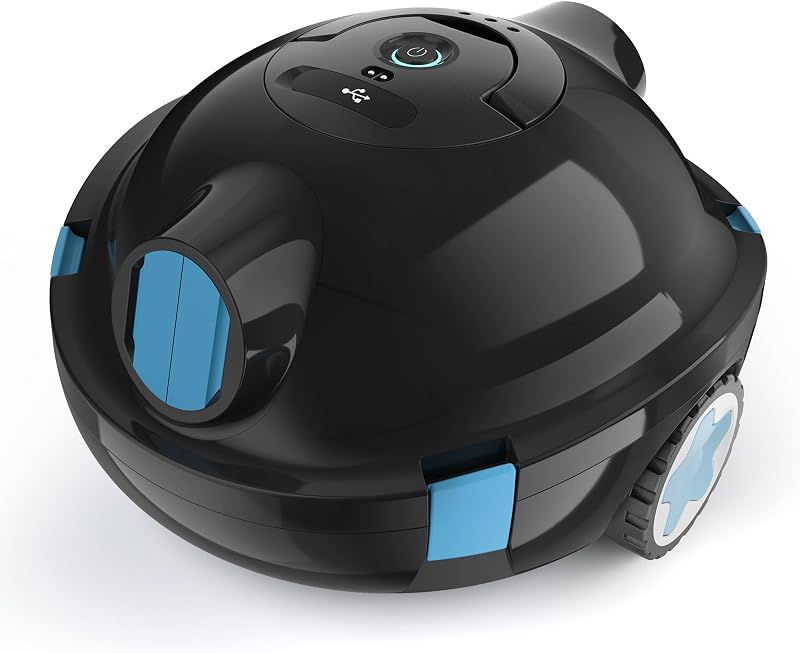 Y10 Robotic Pool Cleaner,Cordless Pool Vacuum with 150 Mins Runtime,High Efficiency Dual Suction Power,Self-Parking&Smart Navigation for Above-Ground & Flat Inground Pools up to 1300 sq.ft (Black)