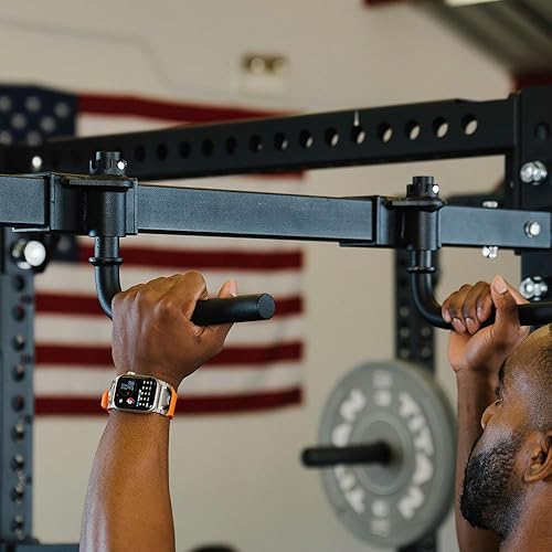 Miniatura 8 de Titan Fitness Barra de dominadas de mango ajustable montada en rack, asas de agarre de 0.984 in, se adapta a racks de potencia de las series T-3,