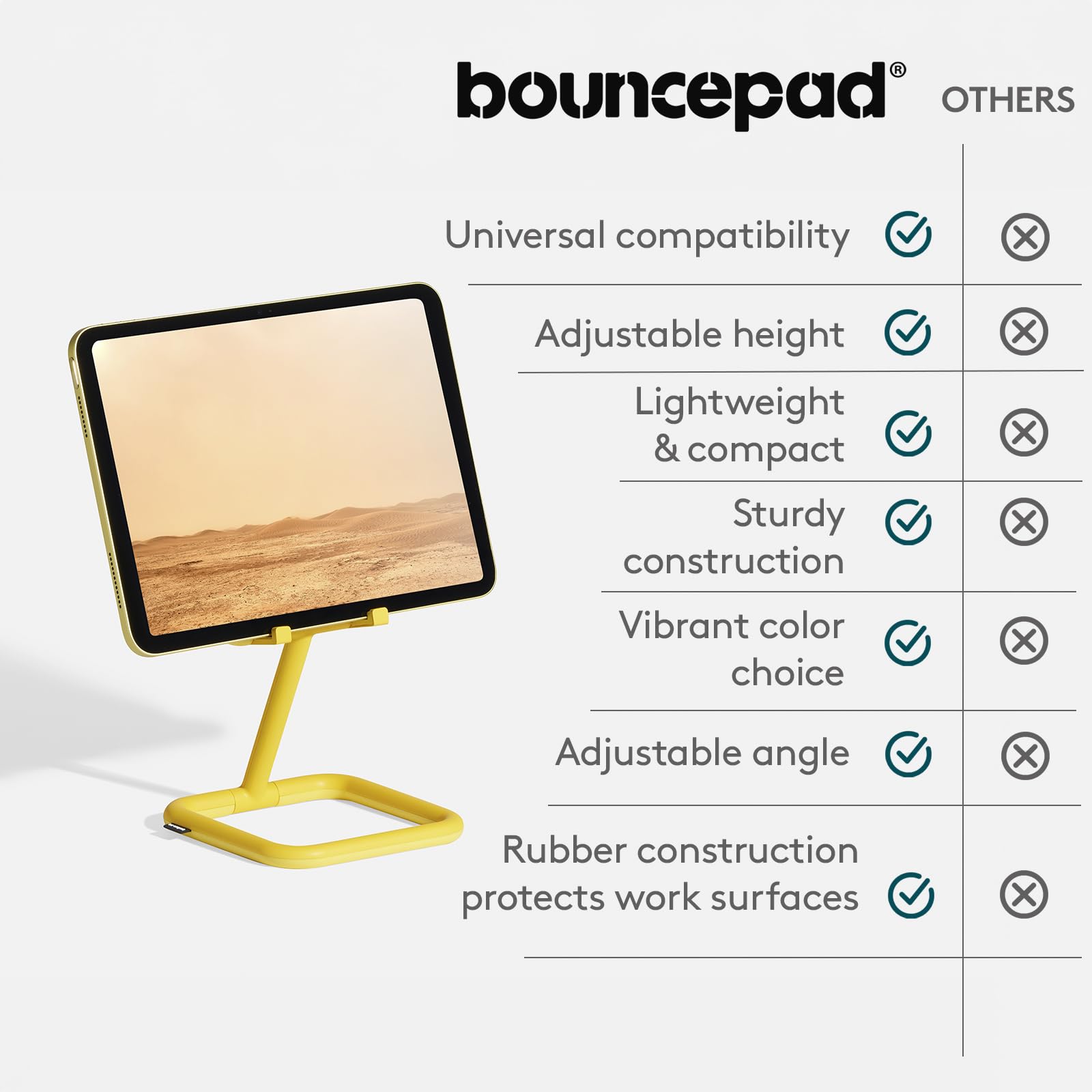Bouncepad Go in White – stojak na iPada i tablet – regulowany uchwyt na iPada i tablet – kompatybilny ze wszystkimi tabletami iPad, iPad Pro, iPad Mini i Samsung