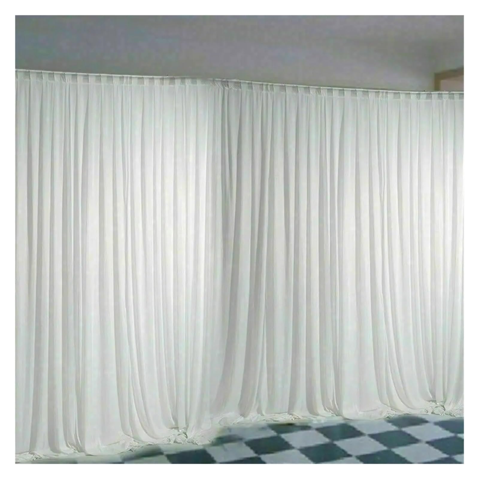 Rideau Anniversaire Rideau de Toile de Fond en Soie Blanche, 6,5 Pieds, décoration de fenêtre de Maison, fête de cérémonie de Mariage(3meter x 3meter)