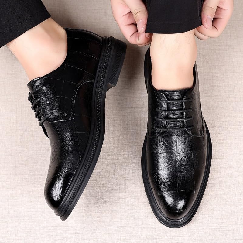 Men's Comfort Orthopedic Dress Shoes Shoes Dress Oxford for Men Lace Up Round Toe Plaid Shoes Vegan Leather Slip Resistant Rubber Sole Block Heel Low Top Wedding2