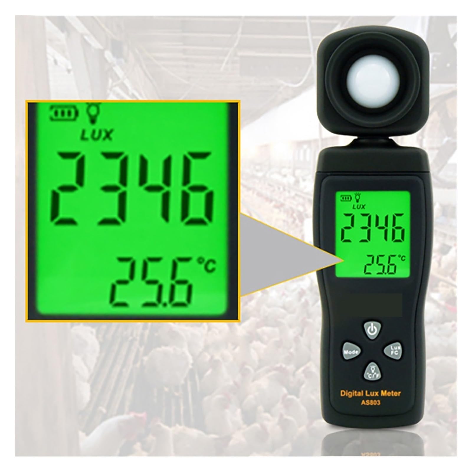 Miernik UV, Miniaturowy cyfrowy miernik luksów LCD z wyświetlaczem ręcznym iluminatorem Luminometr Fotometr Luksomierz Miernik światła 0-200000 luksów