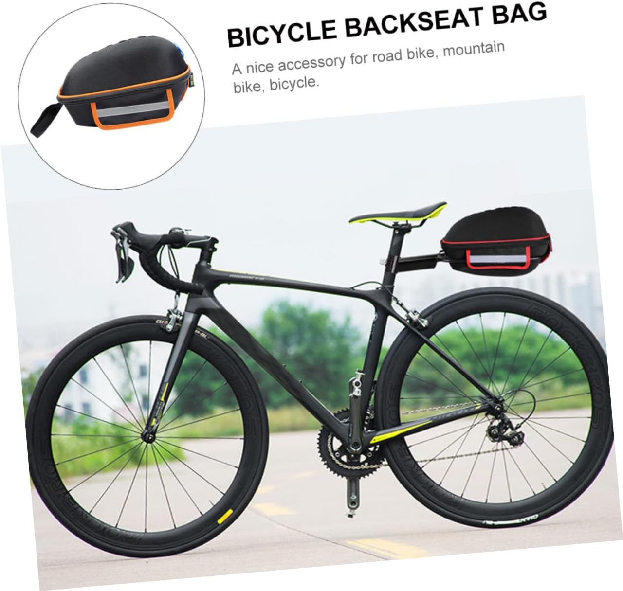 BESPORTBLE 1Pc Hard Shell Bike Backseat Bag Large Capacity Rear Pack with Double Zippers Reflective Strap for Safe Night Riding for Cycling Enthusiasts