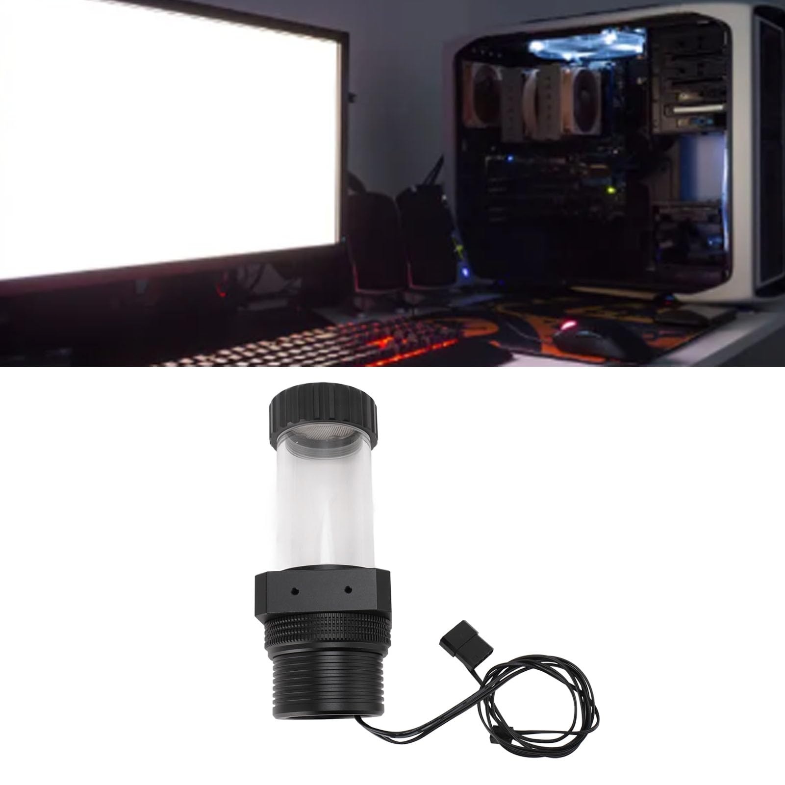 Focket Zbiornik Pompy Chłodzącej PC, 1100 L, wys. 5900 Obr./min, Filtr Siatkowy 30, Konstrukcja ze Stopu Aluminium, Zbiornik Chłodzący wodą z 4-calowym Gwintem G1, pojemność 200 Ml na Płyn do (BLACK)