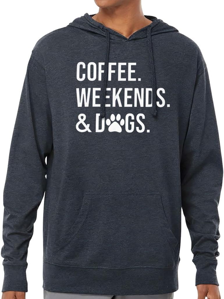 Coffee Weekends and Dogs Lightweight Jersey Hoodie - Lazy Sunday Apparel - Dog Owner Gift
