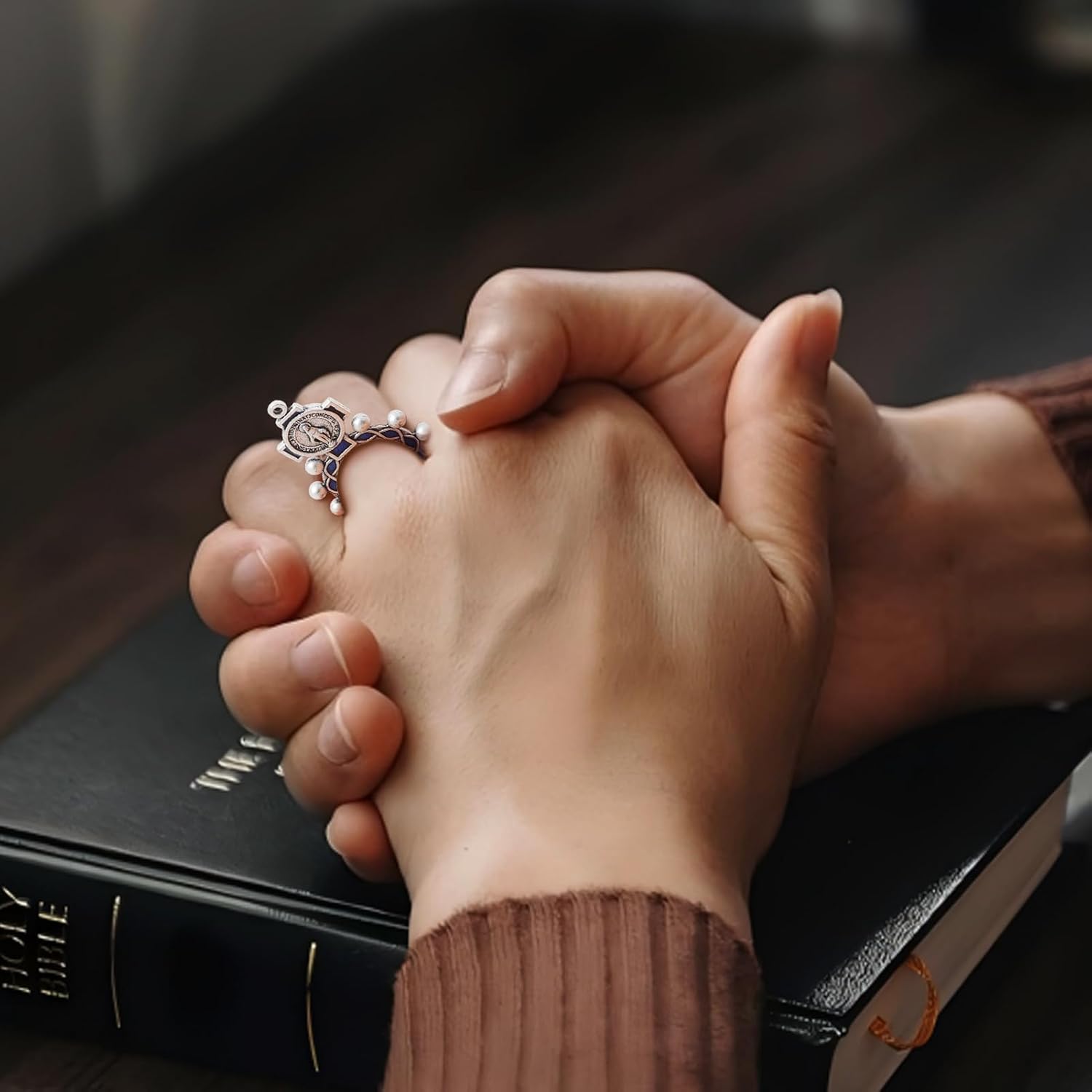 KOMI 24pc Finger Rosary Rings, Catholic Prayer Ring for Men Women, Baptism Confirmation Favors