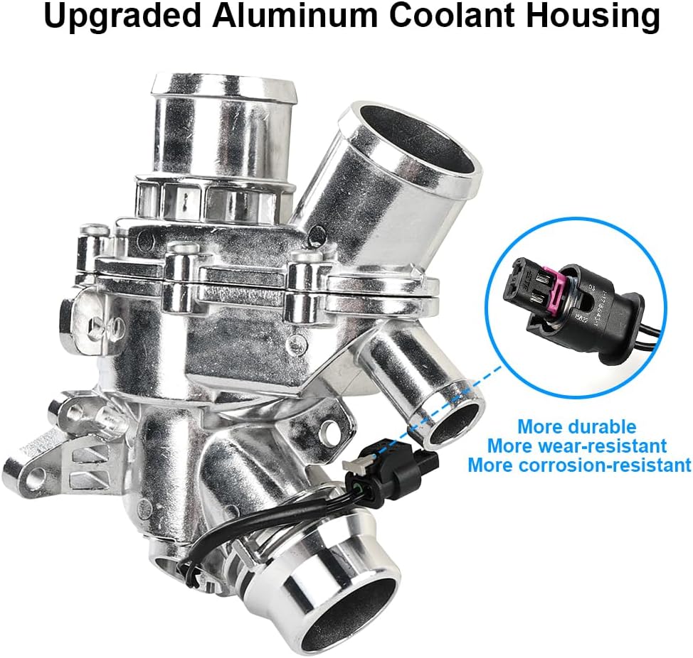 Aluminium Engine Coolant Thermostat Housing Compatible with 2014-2019 Land Rover LR4 Discovery 3.0L, Jaguar XF XE XJ F-Type F-Pace 2013-2020 3.0 L, Replacement for LR117568 LR062498