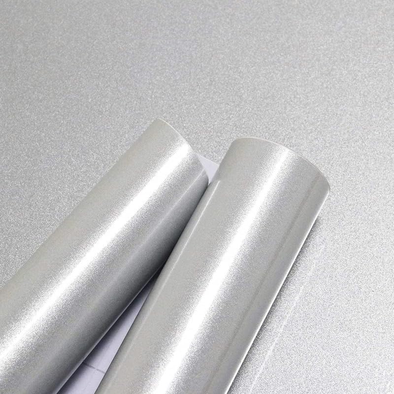 Image of HOME13 Self Adhesive Wallpaper Silver Glitter Removable and Decorative Vinyl Wallpaper for Kitchen Countertop Cabinets Table 1 Ft x 4 Ft with 2pcs