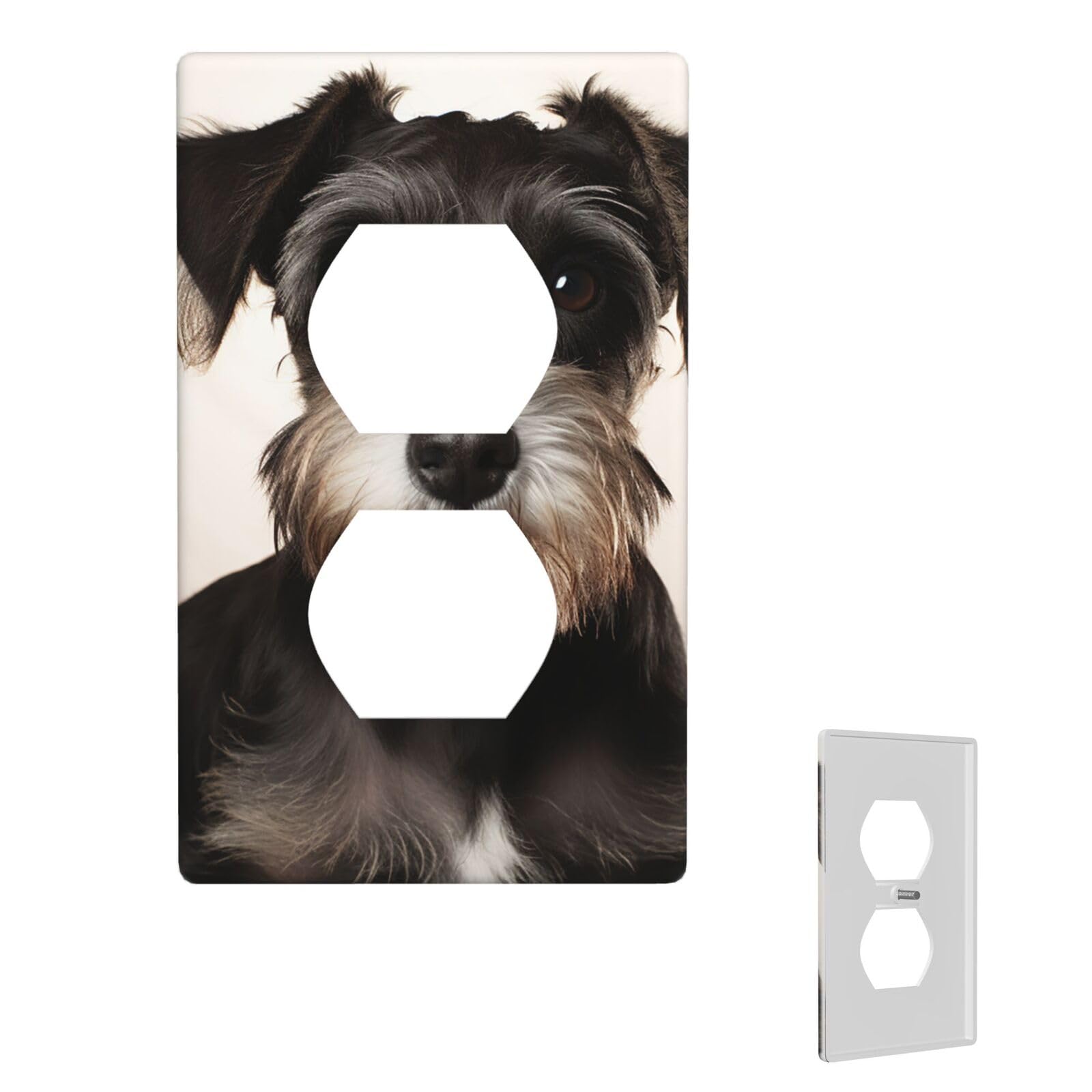 1-Gang Decorator Wall Plate Cute schnauzer Light Switch Cover Single Gang Receptacle Wall Plate Standard Size 4.5" x 2.76" Wallplate Unbreakable Polycarbonate Outlet Faceplates Cover