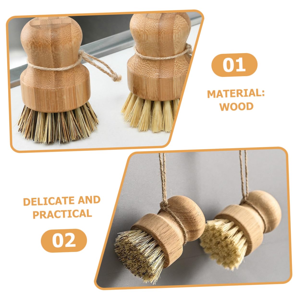 Amosfun 5 Juegos Juego De Cepillos para Platos De Cocina Cepillo para Platos Cacerola Dish Brush Cepillos Limpiar Azulejos Fregar Cepillo para Lavar con Mango De Madera 4 Uds * 5