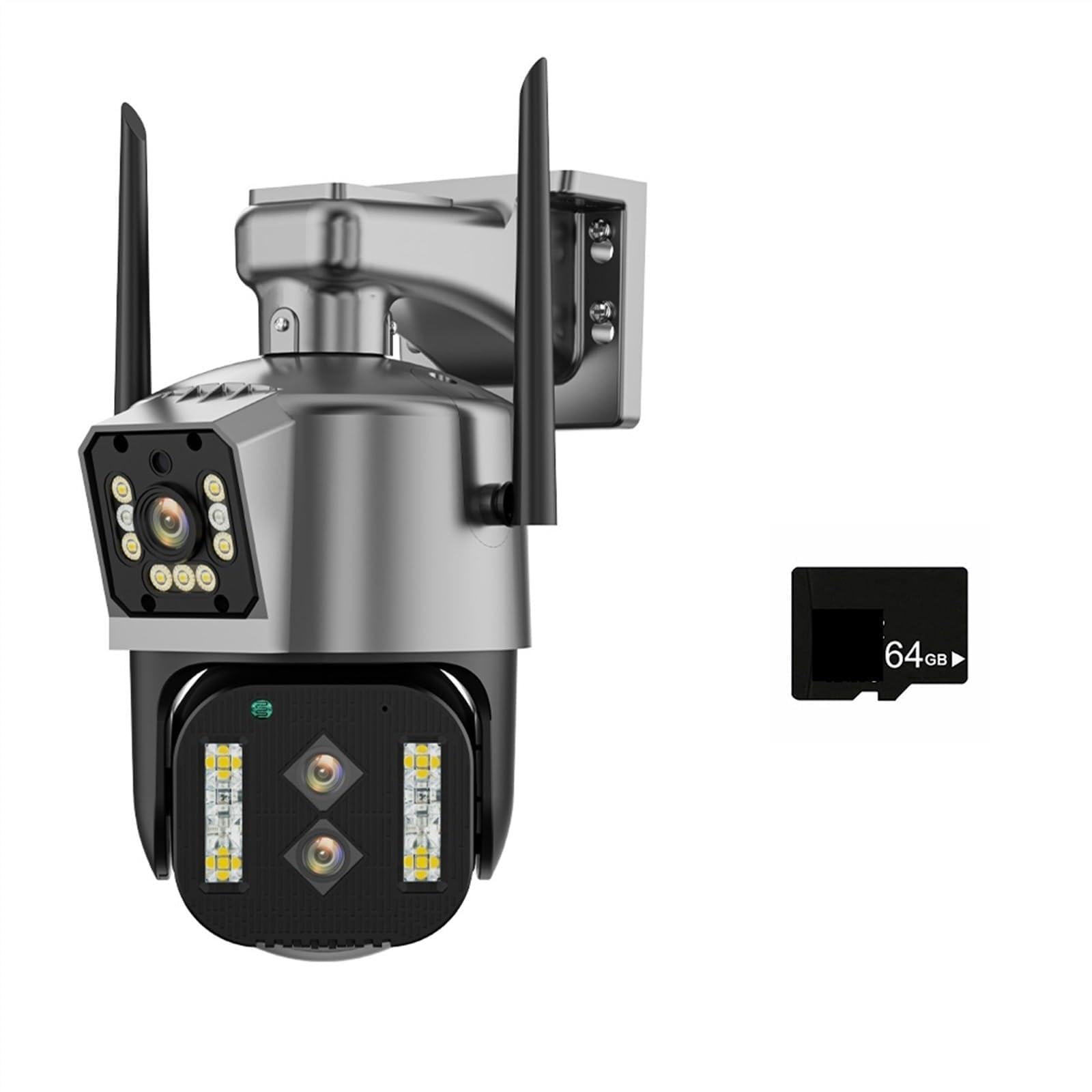 CVFRDD 6K HD IP Camera Outdoor 10X Zoom PTZ Camera Four Lens Three Dual Screen 5K 12MP 16MP Auto Tracking Video Surveillance(5K Add 64G Card)